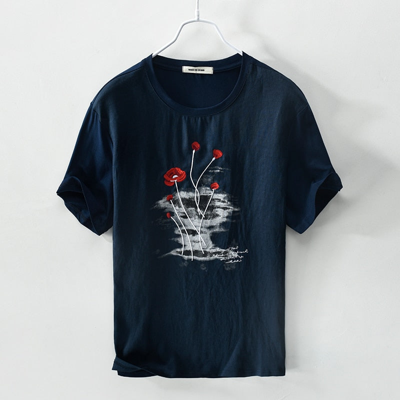 T-SHIRT WITH EMBROIDERED FLOWERS