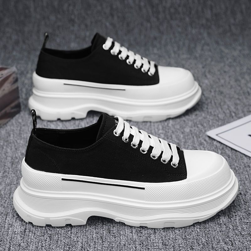 Men's canvas sneakers on an enlarged platform