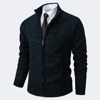 Men's fashionable cardigan with fleece lining