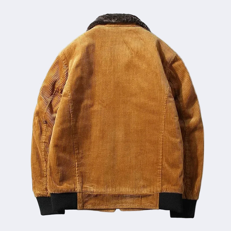 Stylish insulated corduroy jacket.