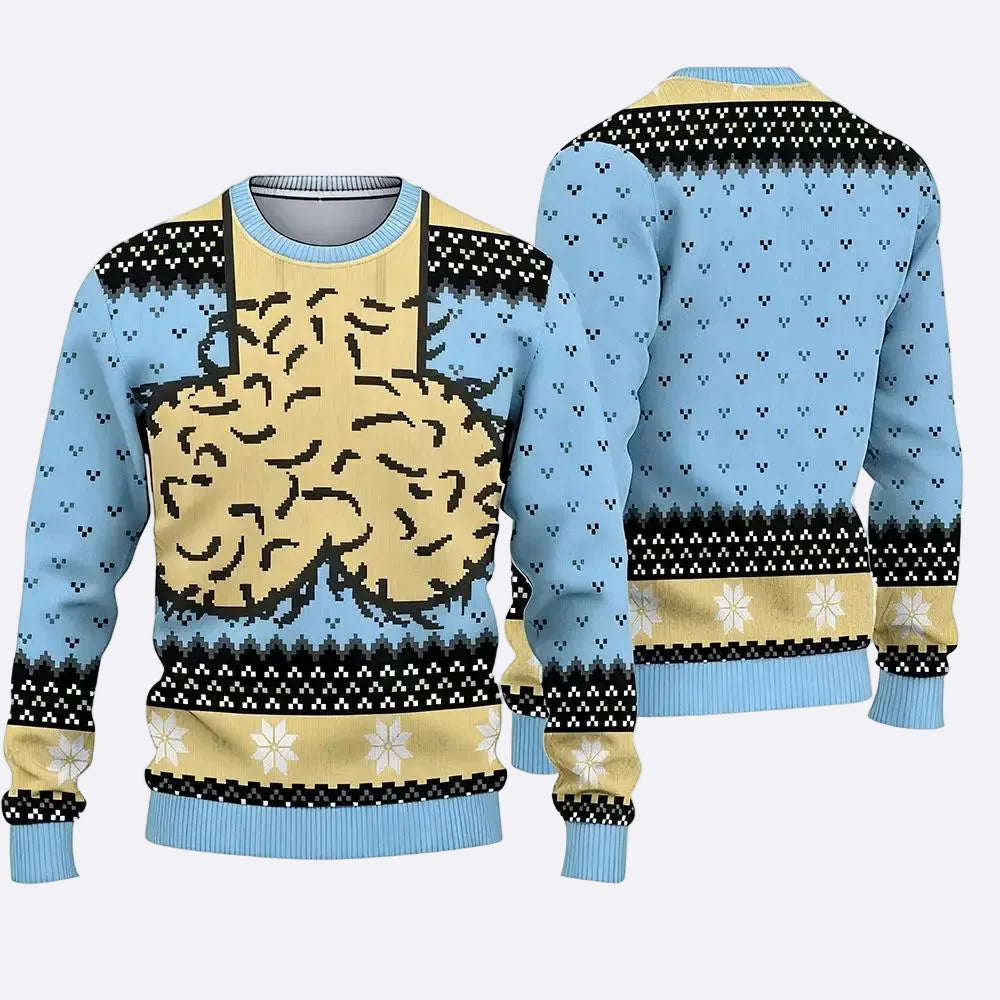 A creative and stylish sweater for a festive party.