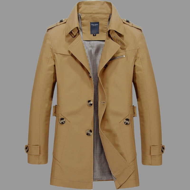 Casual Men's Long Trench Jacket