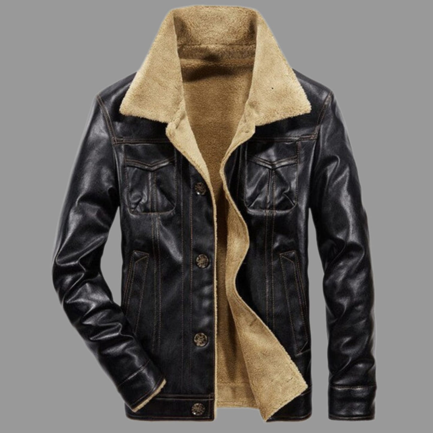 Stylish jacket made of artificial leather