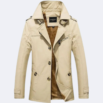 Men's insulated trench coat