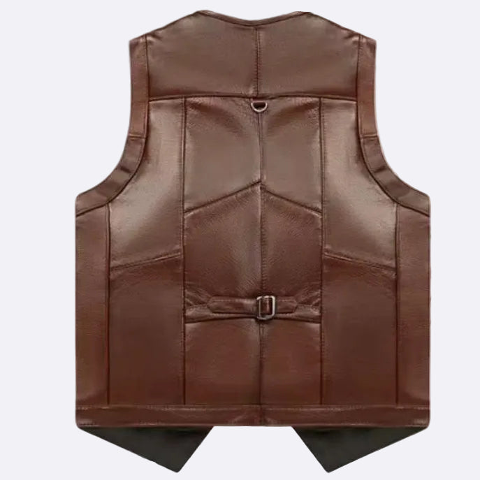 Men's warm vest made of genuine leather