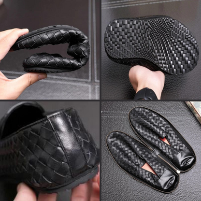 Comfortable hand-knitted leather shoes