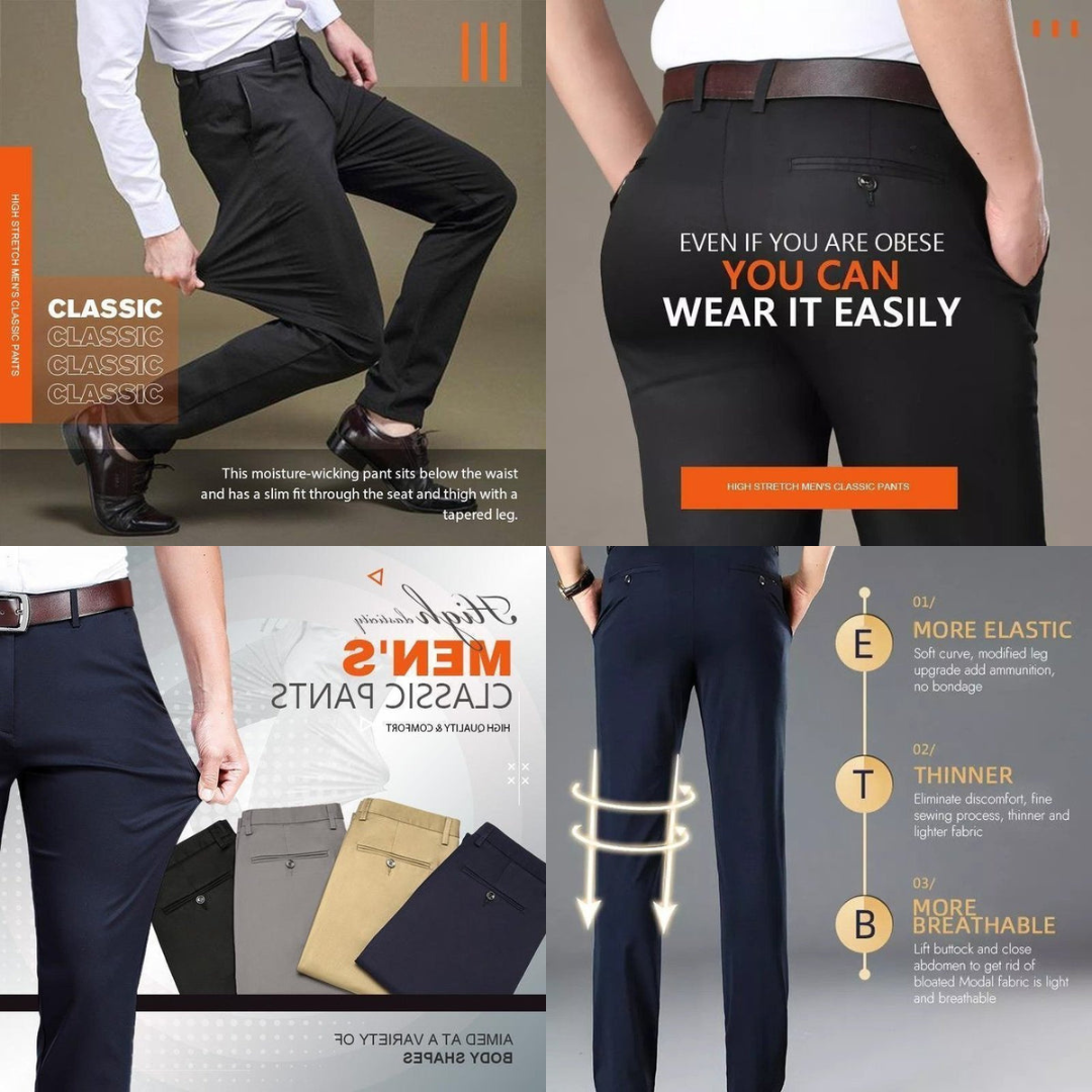 Classic men's trousers with high elasticity