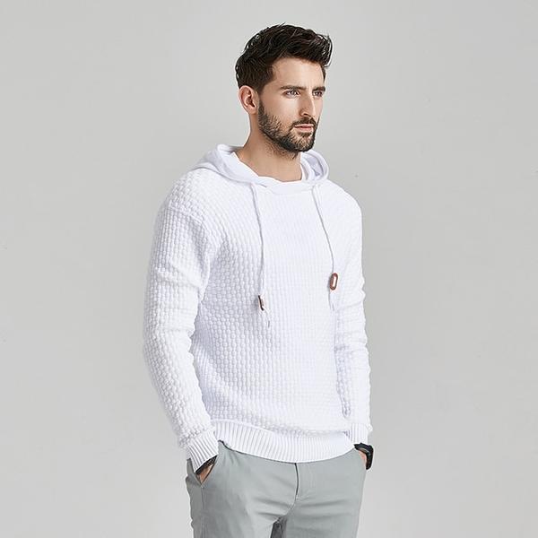 Men Hooded Wool Pullover