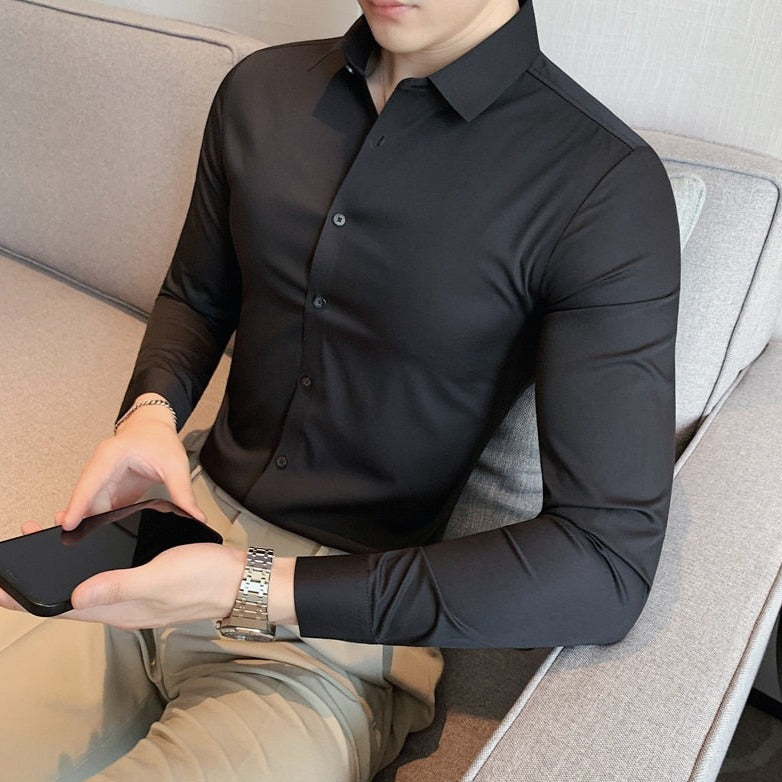 Men's business shirt of high elasticity