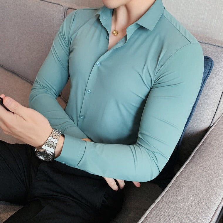 Men's business shirt of high elasticity