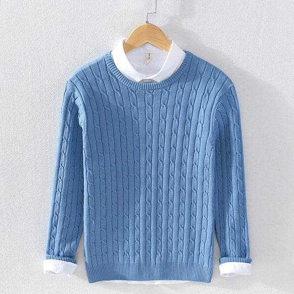 Fashionable sweater with a round neck