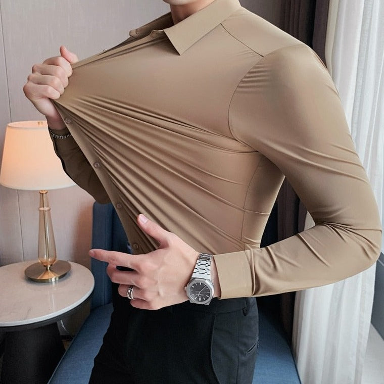 Men's business shirt of high elasticity