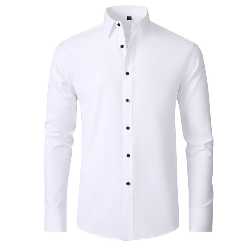 Business Plain Elastic Shirt