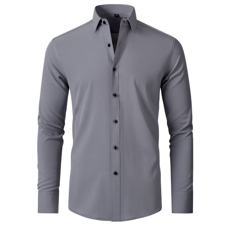 Business Plain Elastic Shirt