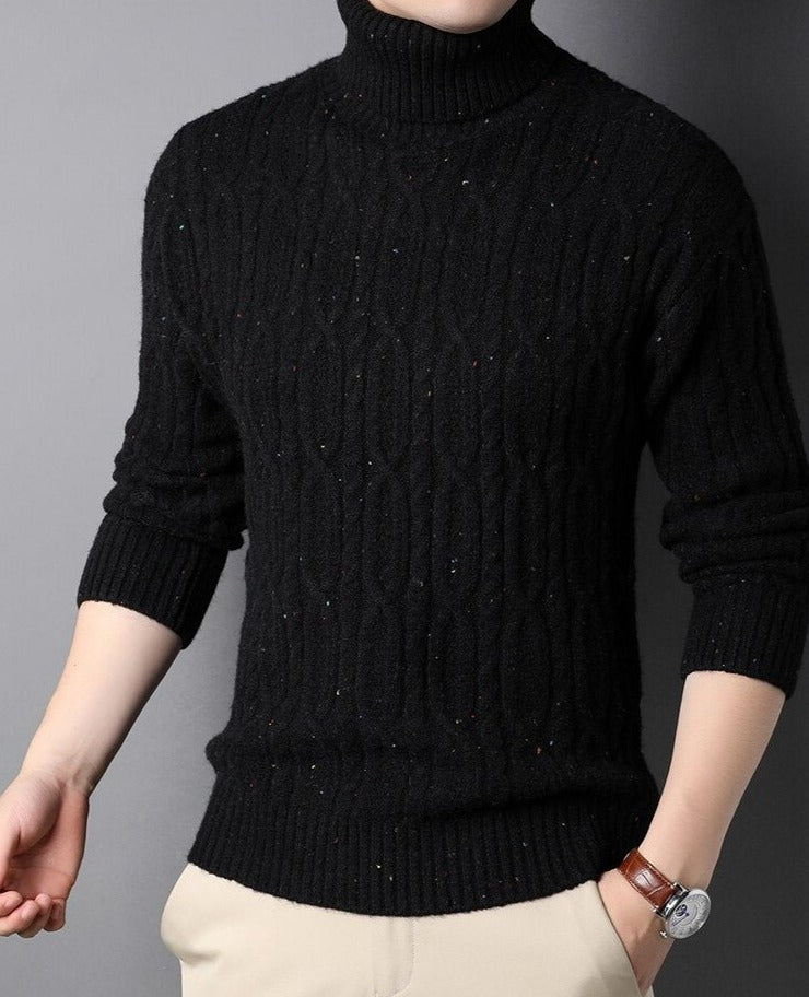 Fashionable sweater with a high collar