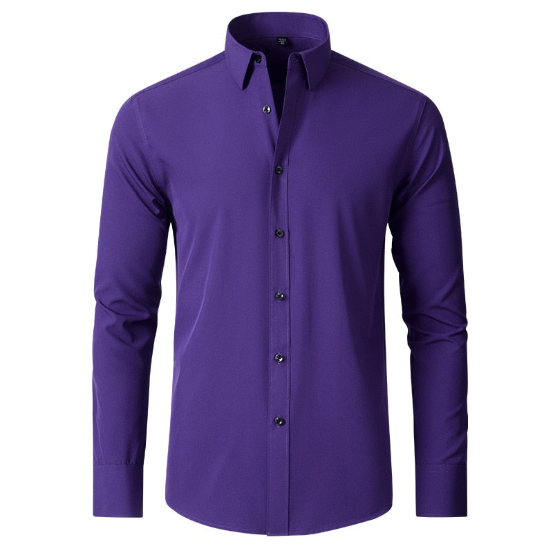 Business Plain Elastic Shirt