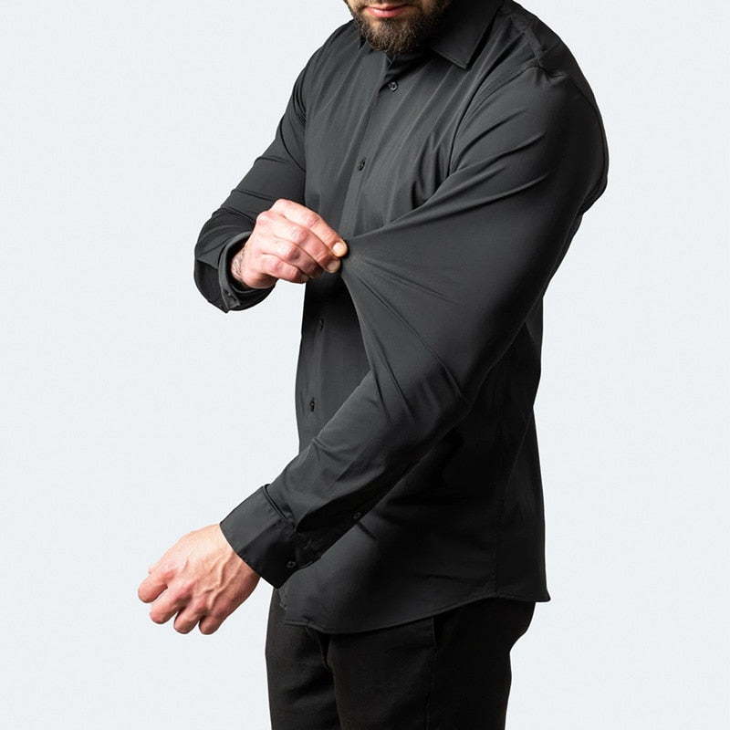 Business Plain Elastic Shirt