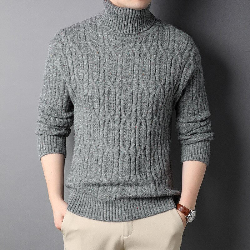 Fashionable sweater with a high collar