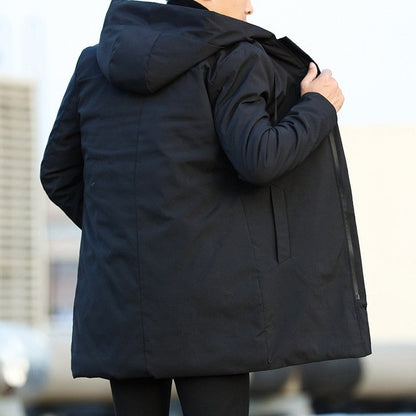 Insulated men's parka with a hood