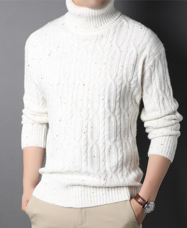 Fashionable sweater with a high collar