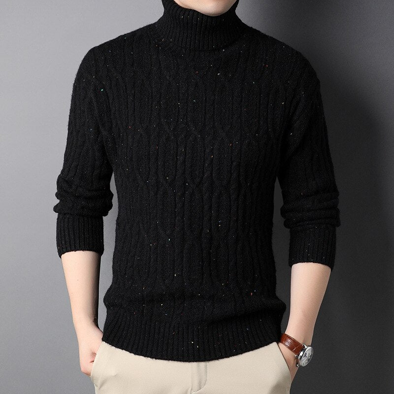 Fashionable sweater with a high collar