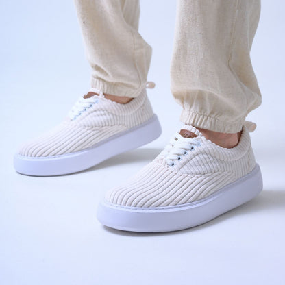 Stylish high-soled fabric sneakers