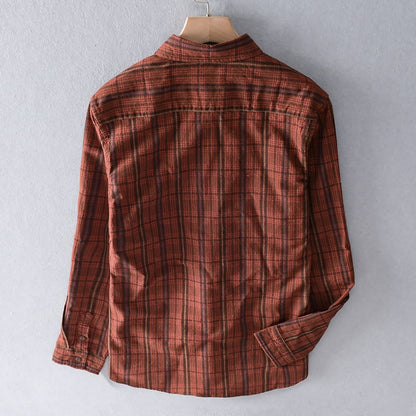 French-style cotton plaid Shirt