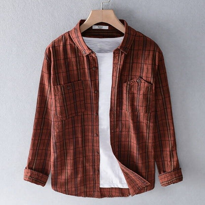 French-style cotton plaid Shirt