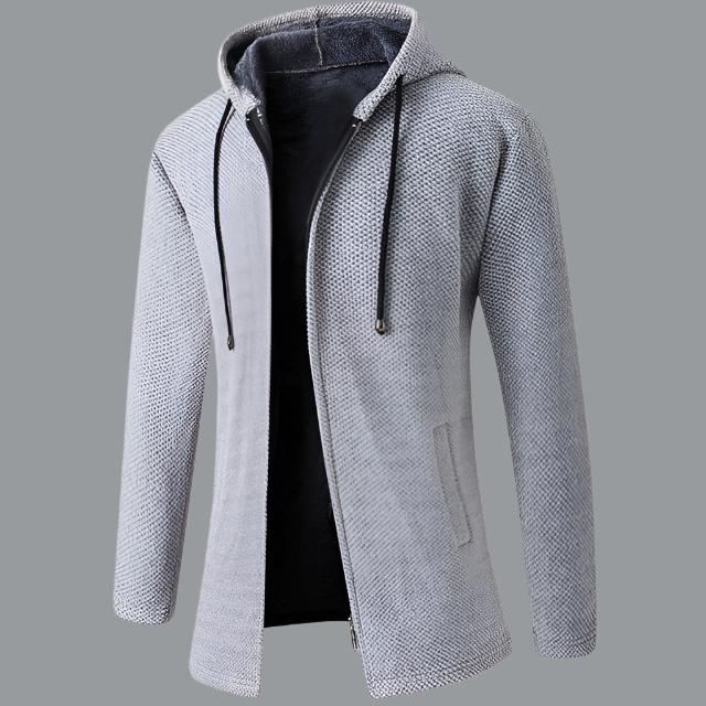 Men's cardigan with a hood