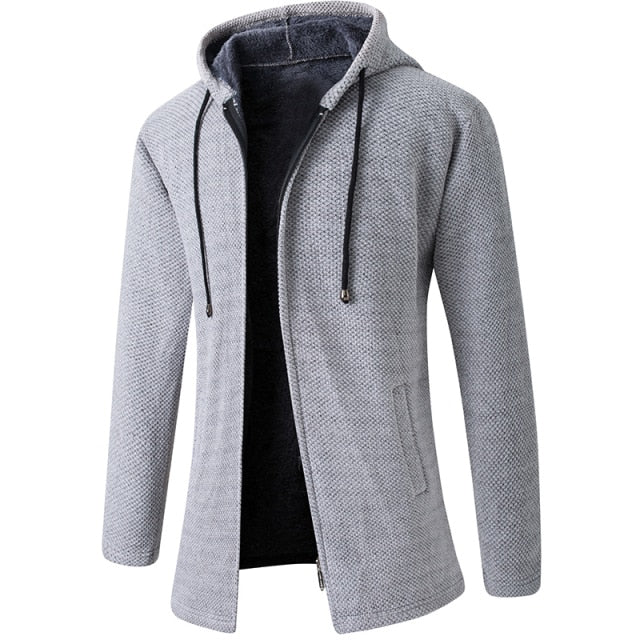 Men's cardigan with a hood