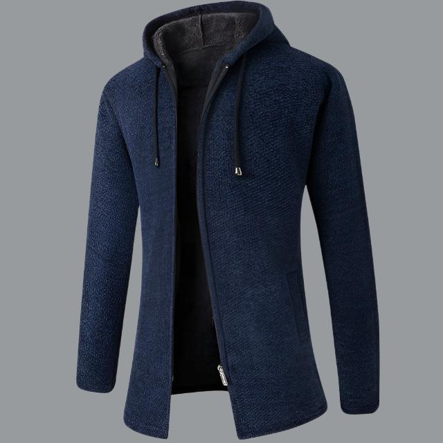 Men's cardigan with a hood