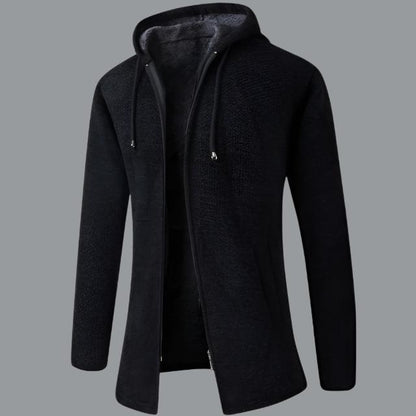 Men's cardigan with a hood