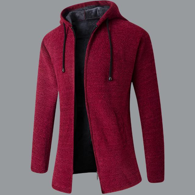 Men's cardigan with a hood