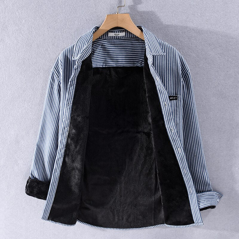 Warm men's striped shirt