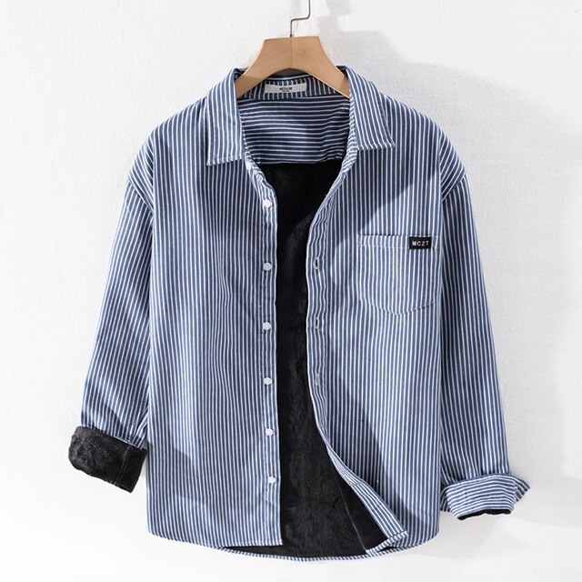 Warm men's striped shirt