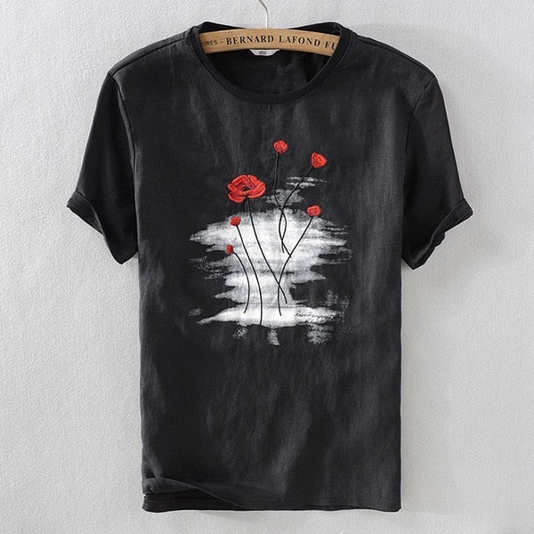 T-SHIRT WITH EMBROIDERED FLOWERS